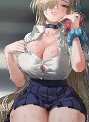 1girl absurdres asuna (blue archive) asuna (school uniform) (blue archive) blonde hair blue archive blue eyes blue nail…