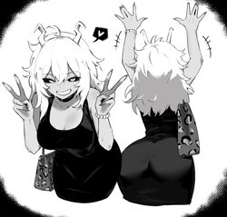 / 1girl absurdres arms up ashido mina ass bag boku no hero academia bracelet breasts channyy19 cleavage collarbone comm…