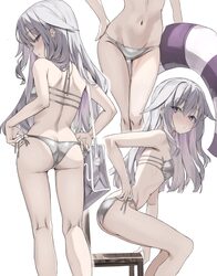 1girl absurdres alt text ass back bag bare arms bare shoulders bikini blush breasts butt crack chair closed mouth comme…