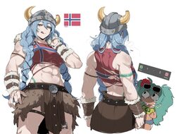 2026 fifa world cup 2girls  q abs absurdres aqua hair blue eyes blue hair braid brazil brazilian miku chibi commentary …