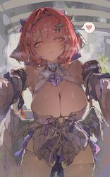 1girl absurdres bare shoulders breasts cleavage closed mouth cocoballking commentary request detached collar detached s…