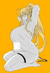 1girl ahoge artoria pendragon (fate) artoria pendragon (lancer) (fate) artoria pendragon (swimsuit ruler) (fate) barefo…