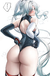 1girl adjusting clothes adjusting leotard angelique animal ears arcane (arknights) arknights arknights  endfield ass ba…