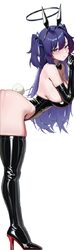1girl absurdres alternate costume animal ear hairband animal ears arched back ass bare shoulders black boots black bow …