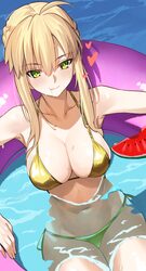 1girl absurdres ahoge artoria pendragon (fate) artoria pendragon (lancer) (fate) bikini blonde hair blush braid breasts…