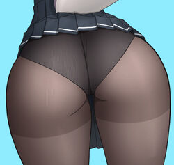 1girl absurdres ass ass focus black panties black pantyhose black skirt blue background commentary request ellen joe el…