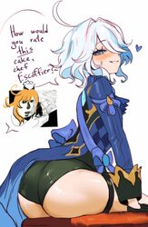 1girl absurdres ahoge ass blue eyes blush colored inner hair commentary english commentary english text escoffier (gens…