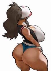 1girl absurdres ass baseball cap black vest breasts commentary cutoffs denim denim shorts exposed pocket hat high ponyt…
