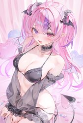 1girl absurdres ahoge alllisso bad source bare shoulders bikini black bikini black choker black nails black sleeves blu…
