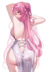 1girl absurdres ass backboob breasts butt crack commentary dorothy (nikke) dress english commentary evening gown from b…