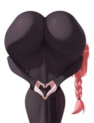 1girl absurdres amen pose (meme) ass ass focus bent over black dress braid braided ponytail chainsaw man commentary dre…