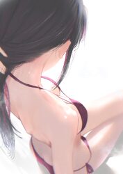 1girl absurdres azki (hololive) bikini black hair breasts cleavage cohi27151463 colored inner hair commentary request f…