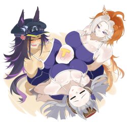 1boy 3girls alternate breast size (larger) anger vein animal ears between breasts breast rest breast smother breasts br…