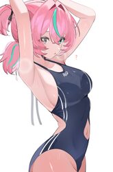 1girl ? absurdres alternate breast size (larger) alternate costume aqua hair aqua streaks aria (human) (zenless zone ze…