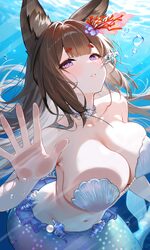 1girl absurdres against glass air bubble amagi (azur lane) amagi (cv) (azur lane) amagi (cv) (the mermaid of the emeral…