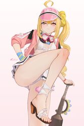 1girl absurdres ahoge ankle ass baseball bat bikini black choker blonde hair choker collarbone diving mask around neck …