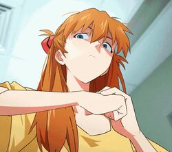 1boy 2girls animated bed blue eyes closed mouth commentary english commentary glaring hair between eyes hands on own hi…