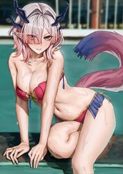 1girl absurdres alternate costume arknights arknights  endfield bikini breasts cleavage closed mouth commentary demon g…