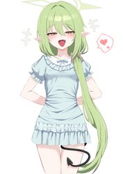 1girl absurdres arms behind back black tail blue archive blue pajamas blush breasts collarbone commentary covered nippl…