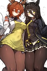 2girls absurdres agnes tachyon (tach-nology) (umamusume) agnes tachyon (umamusume) ahoge animal ears black coat black h…