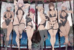 6+girls alp amoral island anzuri mikuri (amoral island) arm under breasts armpits arms behind head asymmetrical legwear…