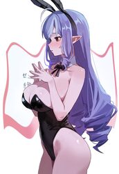 1girl alternate costume animal ear hairband animal ears bare shoulders black bow black bowtie black leotard blush bow b…