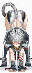 1girl absurdres all fours animal ear fluff animal ears arknights arknights  endfield bare back bear position black glov…