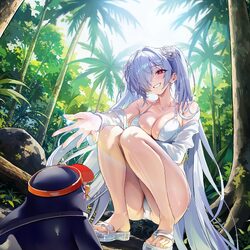 1girl animal bikini bird breasts cinderella (crystal wave) (nikke) cinderella (nikke) cleavage collarbone day flower fu…