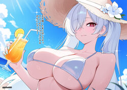1girl beach bikini breasts cinderella (crystal wave) (nikke) cinderella (nikke) cleavage goddess of victory  nikke hair…