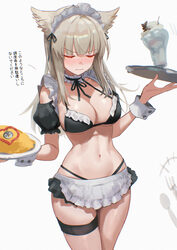 1girl absurdres alternate costume animal-themed food animal ears apron arknights arknights  endfield bikini bird ears b…