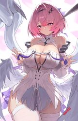 1girl absurdres armpit crease bare shoulders blush breasts bright pupils chinese commentary cleavage clothing cutout co…