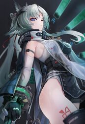 1girl absurdres animal ears arcane (arknights) arknights arknights  endfield bird ears bird girl black cloak black glov…