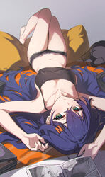 1girl absurdres alternate costume alternate hair length (longer) alternate hairstyle arms up barefoot belle (zenless zo…