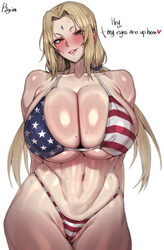 1girl absurdres alternate costume american flag american flag bikini american flag print artist name bikini blonde hair…
