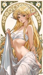1girl absurdres bare shoulders blonde hair bracelet breasts chest sarashi cleavage closed mouth collarbone commentary d…