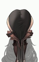 1girl absurdres amen pose (meme) arm armor ass ass focus bent over centurii-chan commentary english commentary executio…