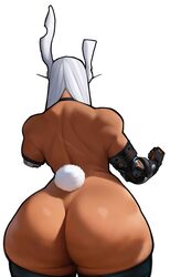 1girl absurdres amputee animal ears ass back black choker black thighhighs boku no hero academia choker dark-skinned fe…