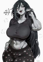 1girl abs absurdres adventure time alternate breast size (larger) alternate costume animification arm at side arm up bi…