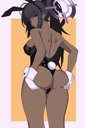 1girl animal ear hairband animal ears animated ass ass support black hair blue archive breasts closed mouth commentary …