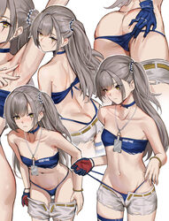 1girl absurdres anoreika tomoe armpits ass bikini blue bikini blush bracelet choker flat chest girls frontline girls fr…