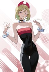 1girl absurdres artist name bare shoulders black choker blonde hair blue eyes bracelet breasts choker collarbone commen…