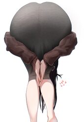 1girl amen pose (meme) ass ass focus black hair black nails commentary d (killer wife) (nikke) d (nikke) dongtan dress …