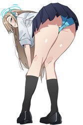 1girl absurdres ass asuna (blue archive) asuna (school uniform) (blue archive) bent over black shoes black socks blonde…