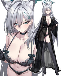 1girl absurdres alternate costume animal ear fluff animal ears black bra black choker black gloves black panties black …