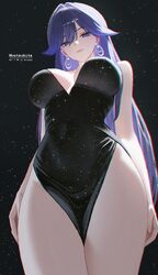 1girl absurdres alternate costume black dress breasts character name chromatic aberration closed mouth commentary dress…
