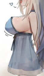 1girl absurdres arms behind back babydoll bare arms blonde hair blue babydoll blue choker blue streaks breasts choker c…