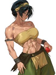 1girl abs absurdres alternate breast size (larger) apple armlet avatar aang  the last airbender avatar legends bare sho…