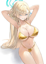 1girl absurdres asuna (blue archive) bad id bad pixiv id bikini blonde hair blue archive blue eyes blue halo breasts co…