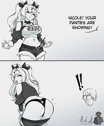 ! !! 1boy 1girl 2girls ass belt breasts bulging eyes clothes pull commentary doktor malefic english commentary english …