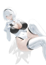 1girl 2b (brief respite) (azur lane) 2b (nier automata) absurdres alternate breast size (larger) annlee azur lane black…
